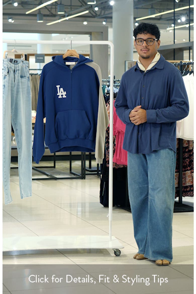x MLB LA Dodgers Cotton Blend Fleece Half Zip Hoodie (Men) | Nordstrom
