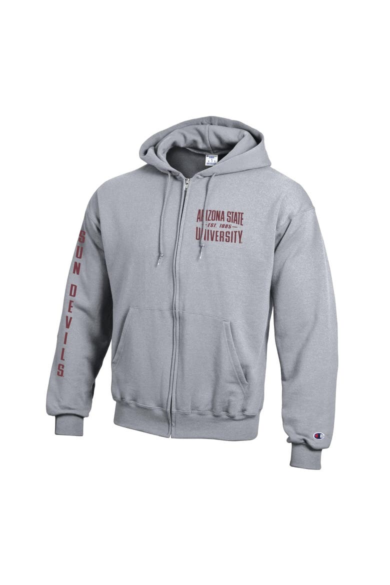 Men's Champion  Heather Gray Arizona State Sun Devils Varsity Powerblend Full-Zip Fleece Hoodie, Alternate, color, Heather Gray