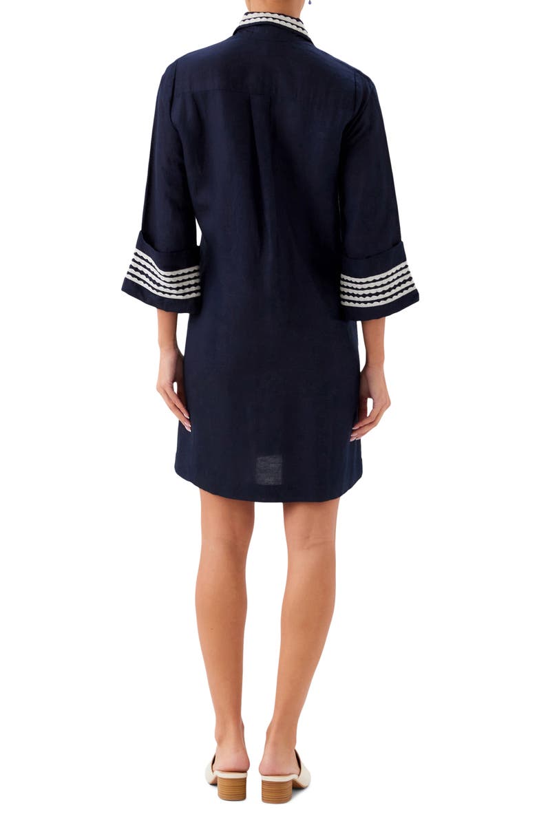Karen Kane Embroidered Shift Dress, Alternate, color, Navy