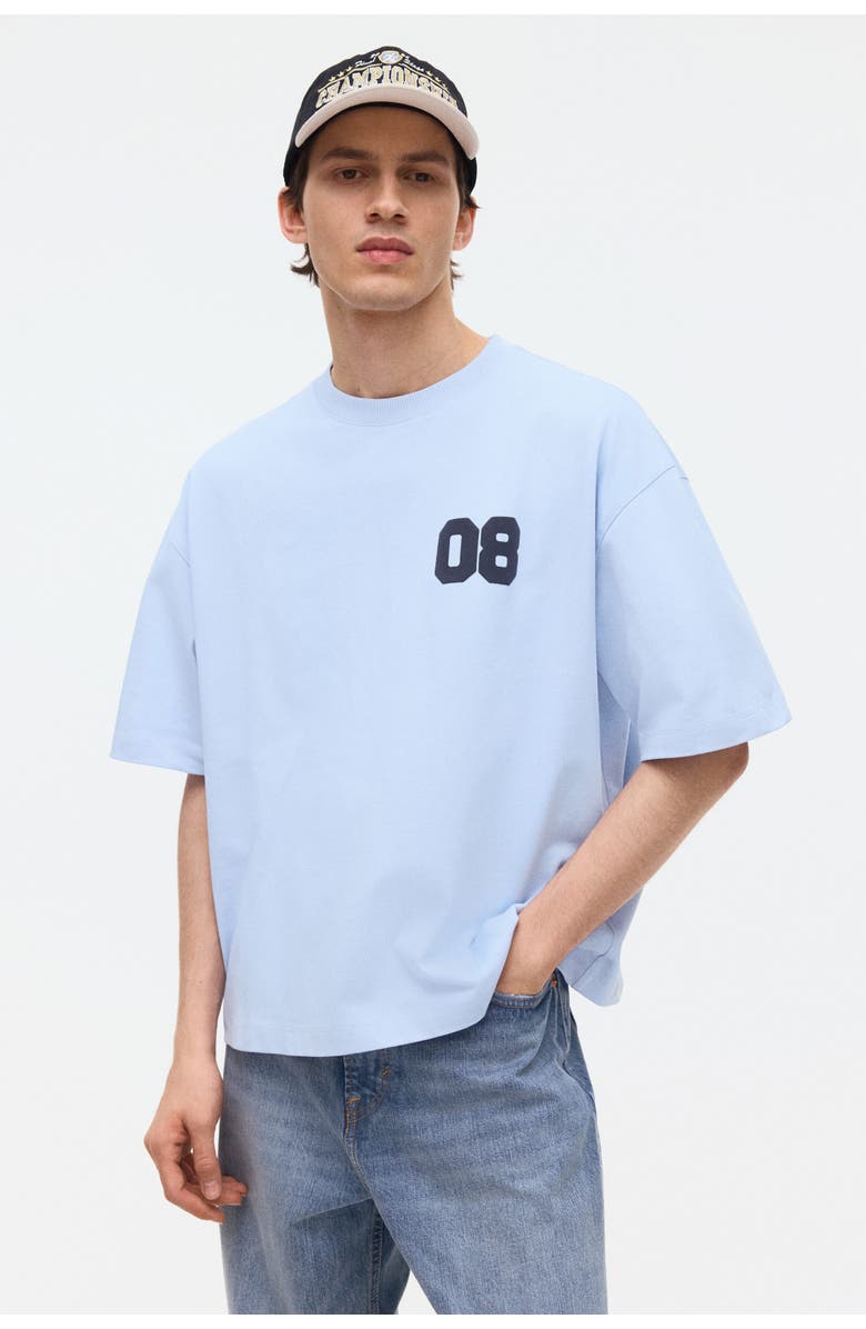 H&M Oversized printed t-shirt, Main, color, Light Blue/Sports Archives
