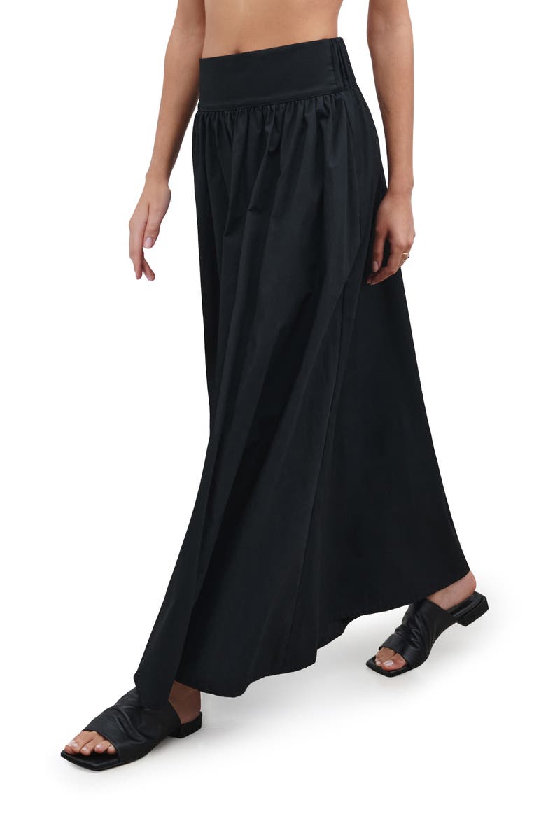 Raven Cotton Poplin Maxi Skirt, Alternate, color, BLACK
