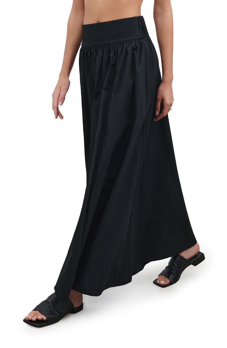 Marcella Raven Cotton Poplin Maxi Skirt, Alternate, color, Black
