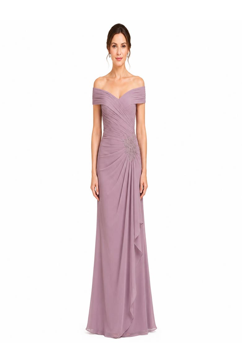 Off Shoulder Elegant Chiffon Gown, Main, color, Wisteria