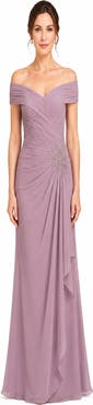 LARA New York Off Shoulder Elegant Chiffon Gown