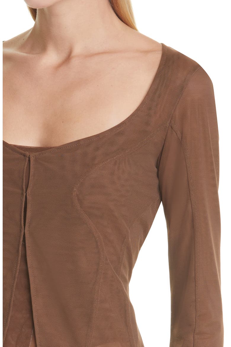 Mesh Cardigan, Alternate, color, BROWN