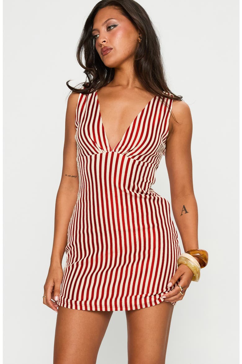 Daphney Stripe Minidress, Alternate, color, RED / CREAM