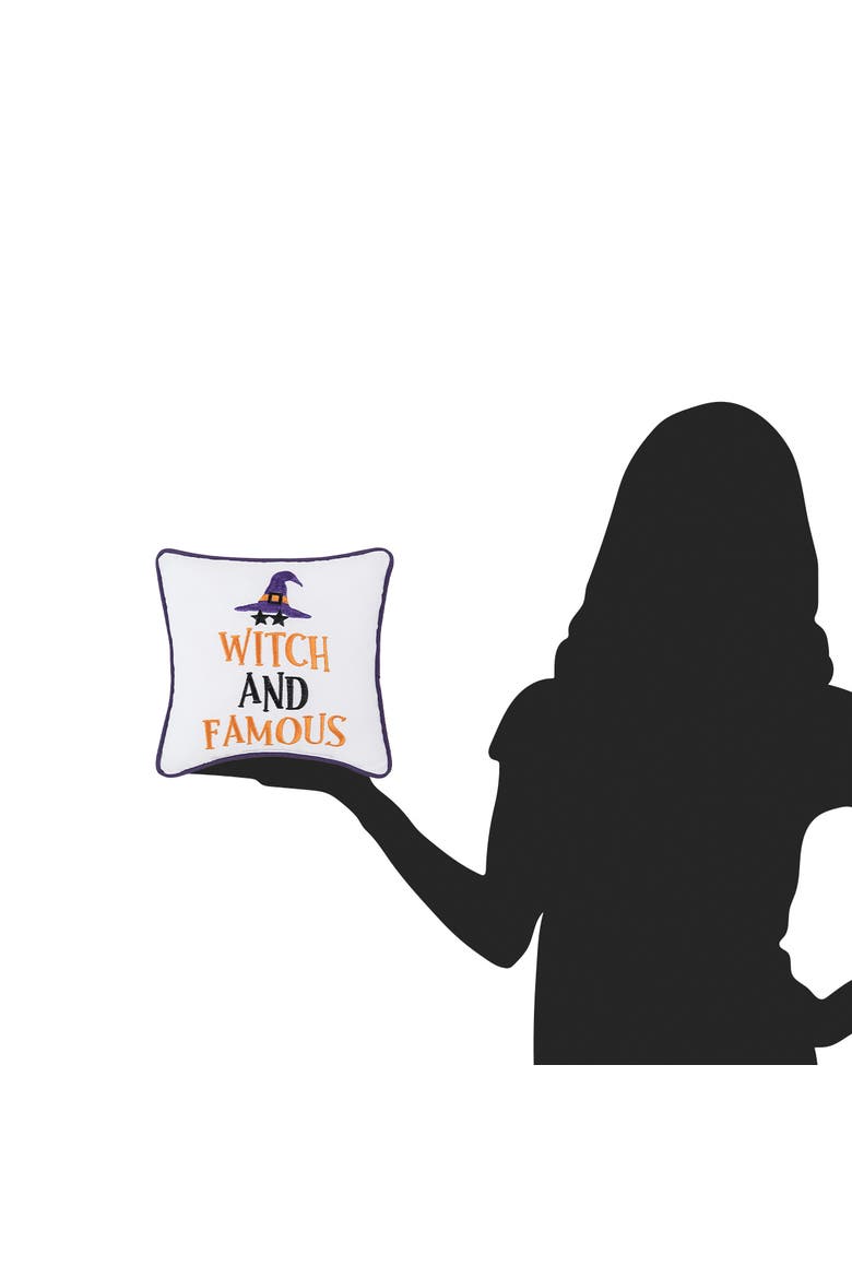 Witch And Famous Halloween Small/Petite Accent Pillow, 10" x 10", Alternate, color, Orange