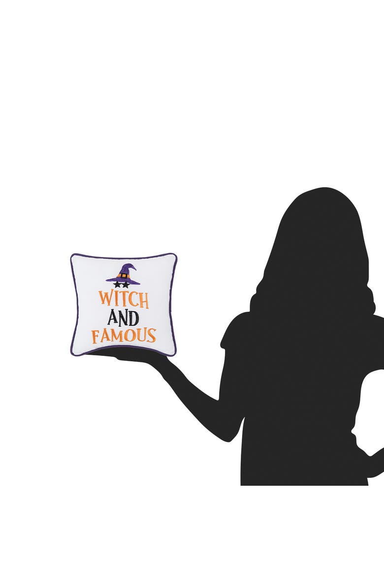 C&F Home Witch And Famous Halloween Small/Petite Accent Pillow, 10" x 10", Alternate, color, Orange