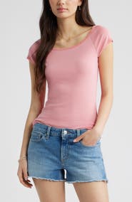 BP. Lace Trim Cotton Blend T-Shirt