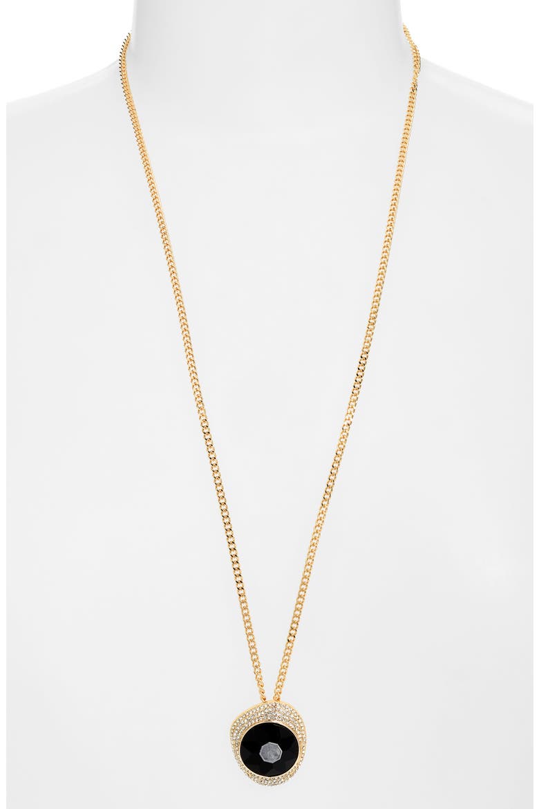 Long Pave Faceted Pendant Necklace, Alternate, color, CLEAR- BLACK- GOLD