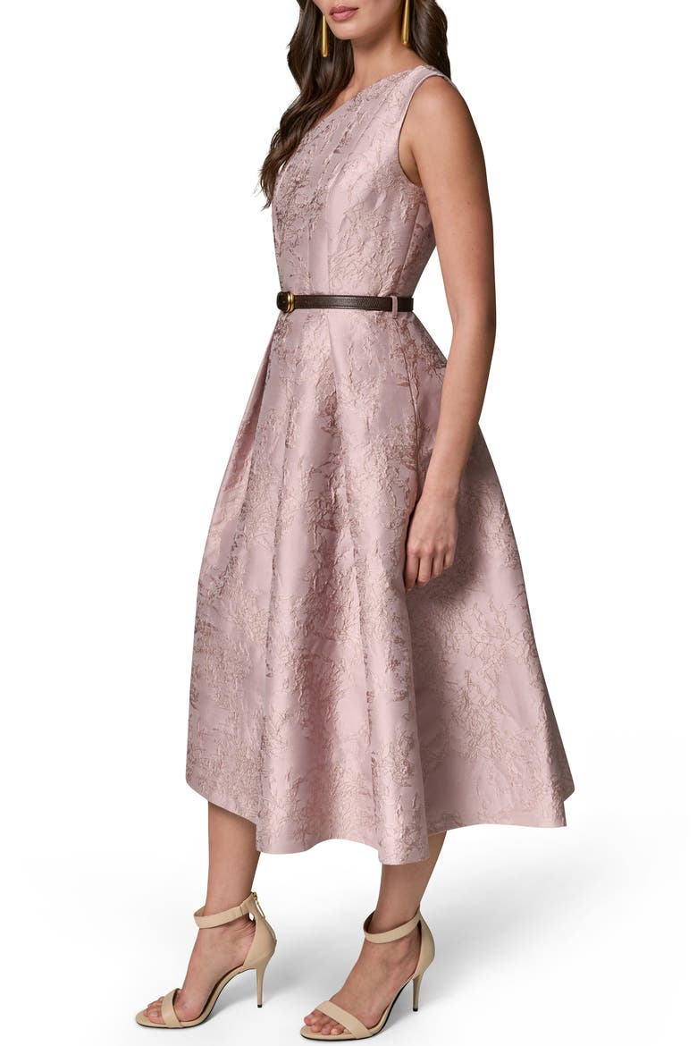 Floral Jacquard Fit & Flare Midi Dress, Alternate, color, LILAC