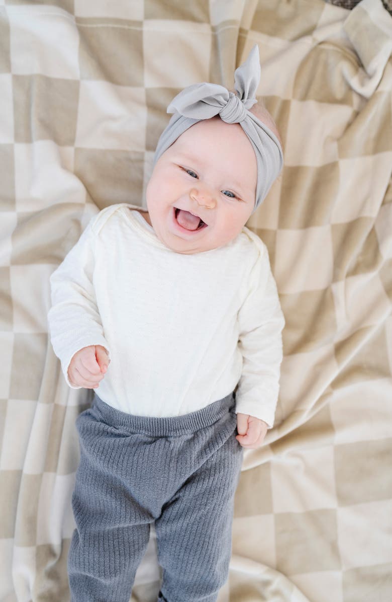 SARANONI Minky Stretch Blanket, Alternate, color, Neutral Checkered