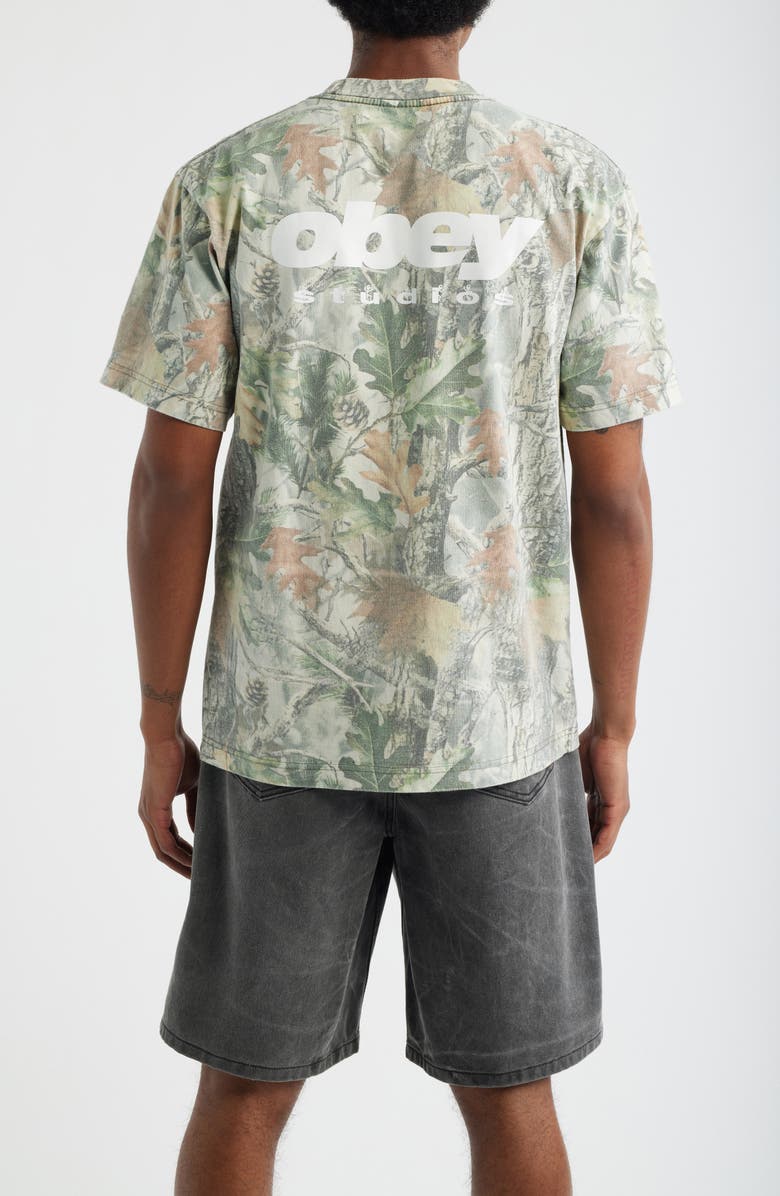 Obey Get Up Leaf Print Cotton T-Shirt, Alternate, color, Leaf Camo