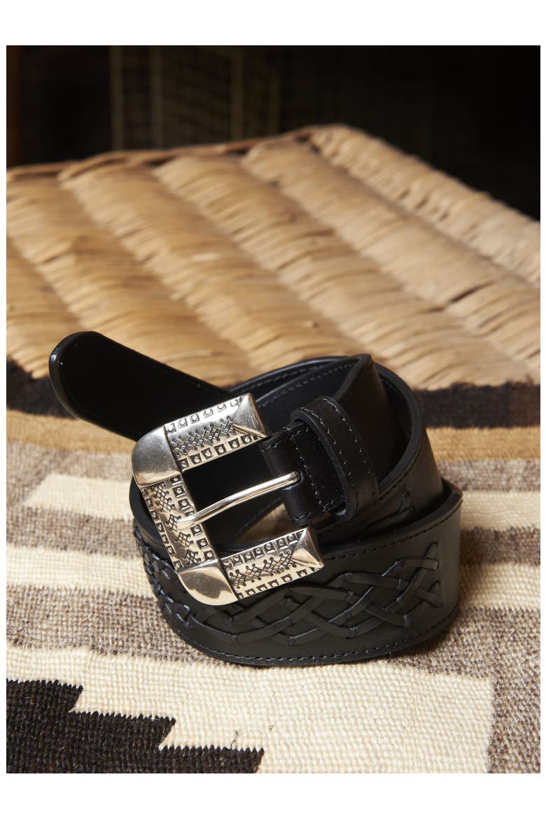 Terra Calf Leather Belt, Main, color, BLACK