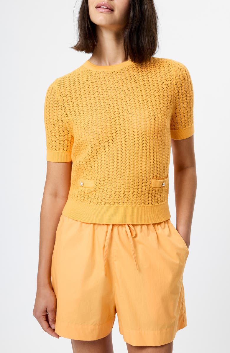 French Connection Mozart Micro Scallop Stitch Top, Main, color, Clementine