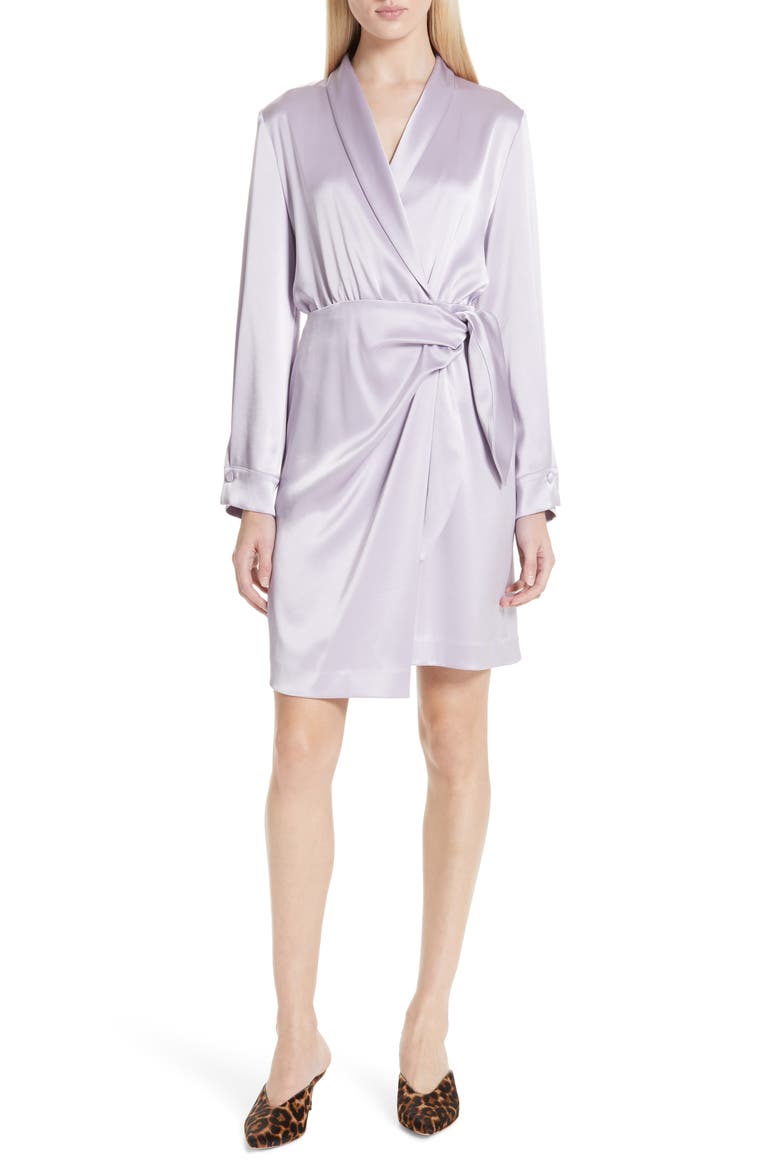 Siwa Satin Wrap Dress, Main, color, LILAC