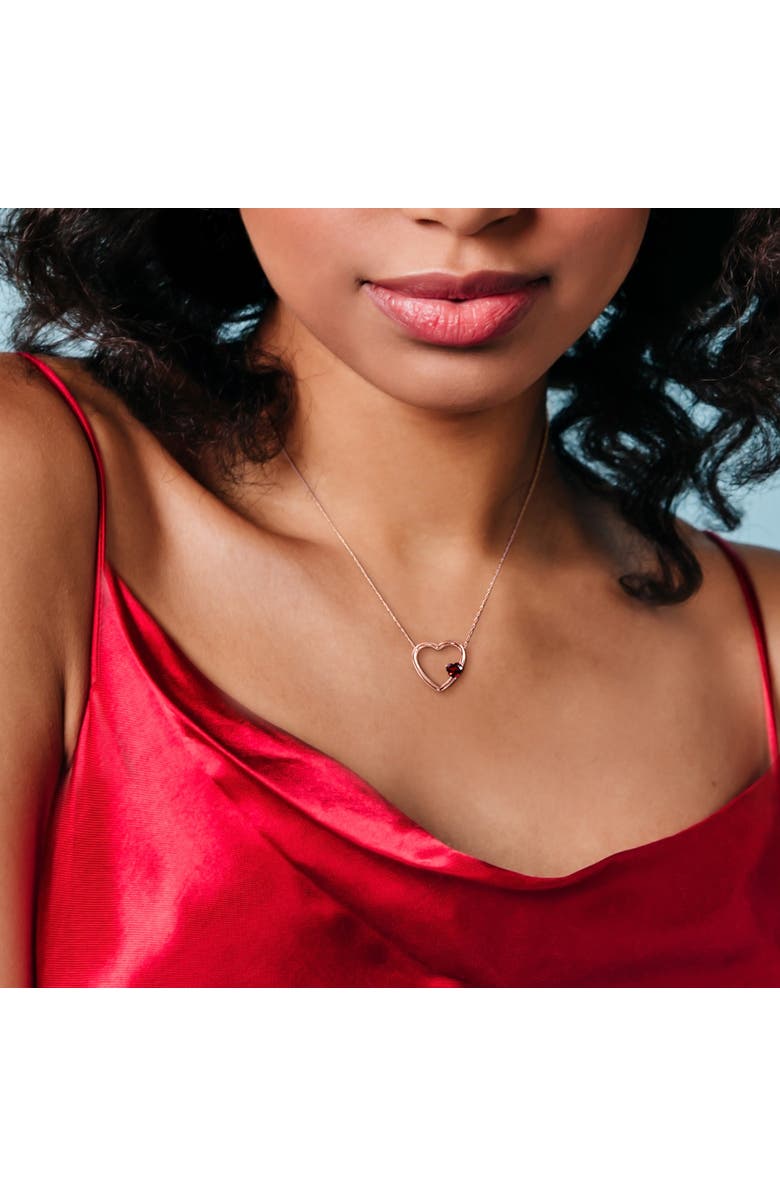 Julianna B. Gemstone Open Heart Necklace 10k, Alternate, color, Garnet/Rose Gold