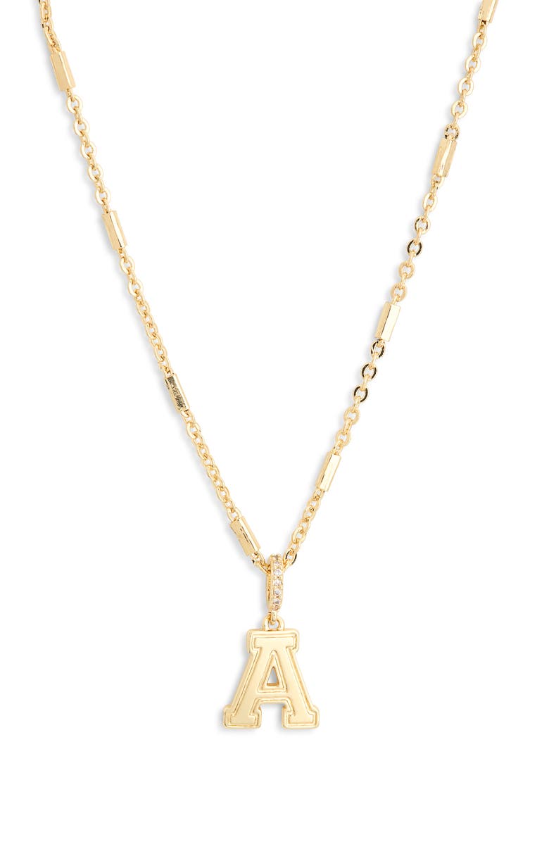 Leith Varsity Font Cubic Zirconia Initial Pendant Necklace, Alternate, color, A- Gold