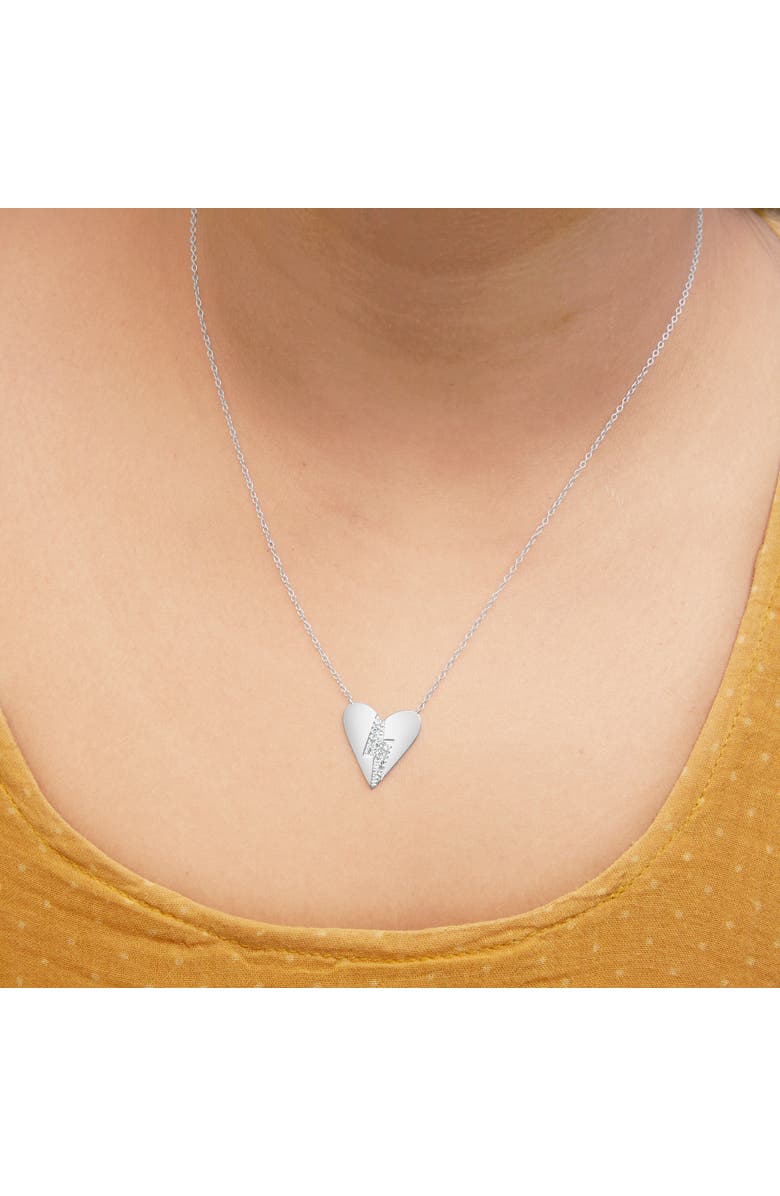 Haus of Brilliance .925 Sterling Silver Diamond Broken Heart Pendant Necklace, Alternate, color, White