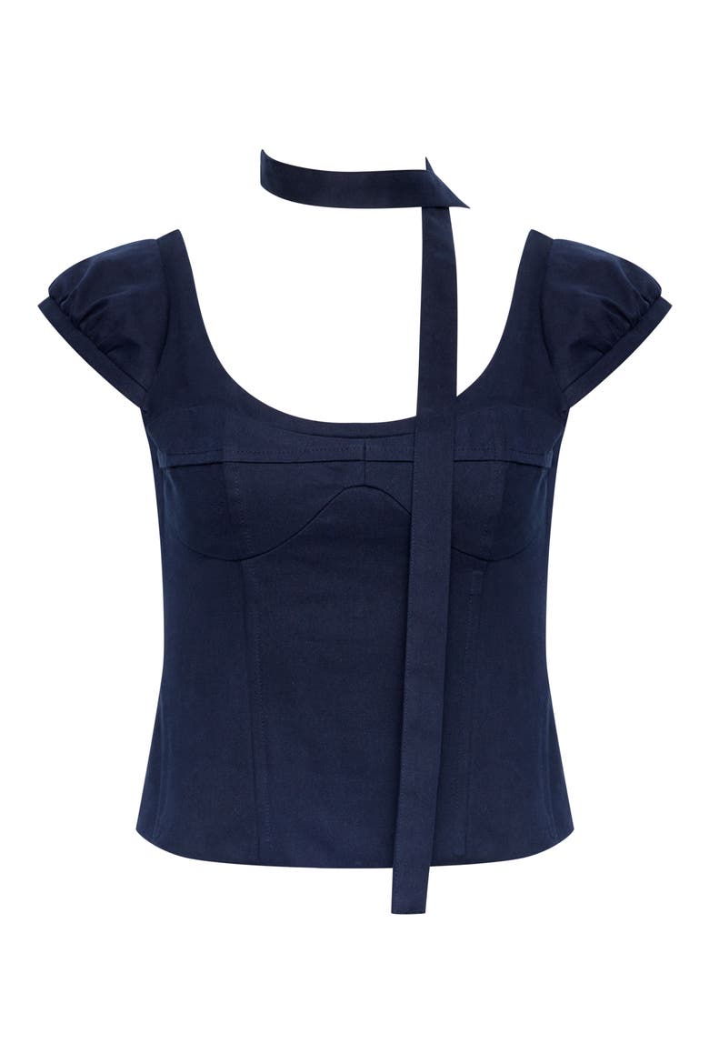 Inzio Cotton Corset Top & Scarf Set, Alternate, color, NAVY