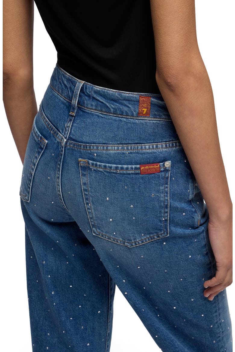Stovepipe Embellished High Waist Ankle Straight Leg Jeans, Alternate, color, BLUE SHINE