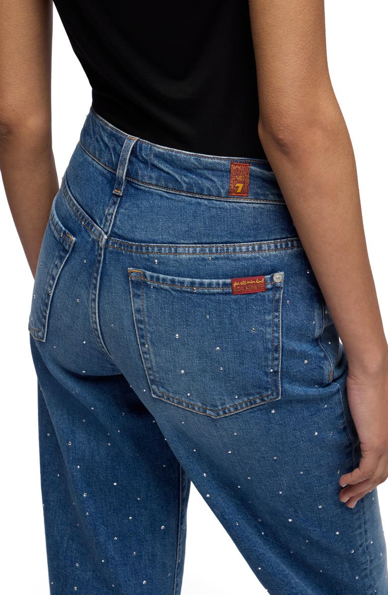 7 For All Mankind Stovepipe Embellished High Waist Ankle Straight Leg Jeans, Alternate, color, 