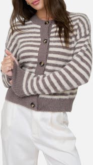 Blu Pepper Striped Fuzzy Cardigan