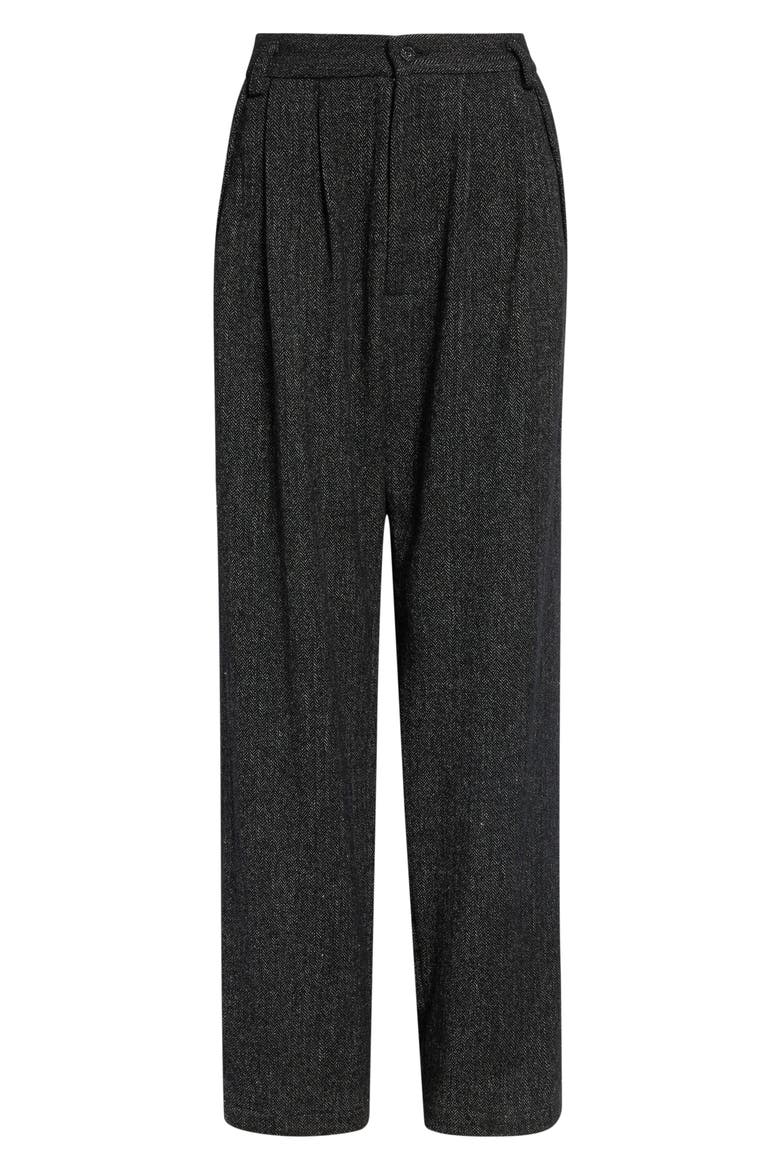 Linen & Wool Blend Herringbone Pleated Trousers, Alternate, color, WOOL HERRINGBONE