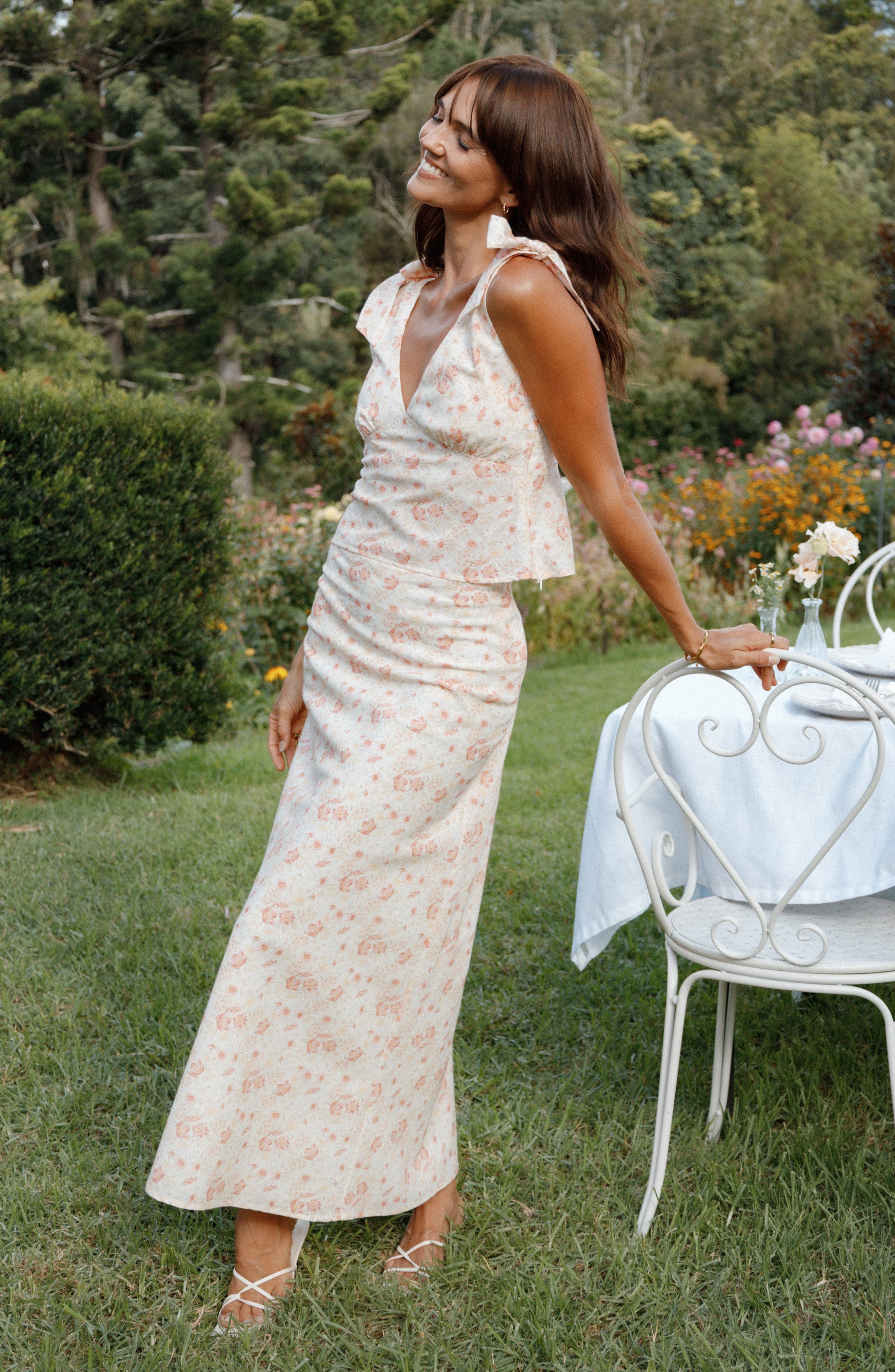 Giarda Floral Print Crinkle Linen Blend Maxi Skirt - image 2