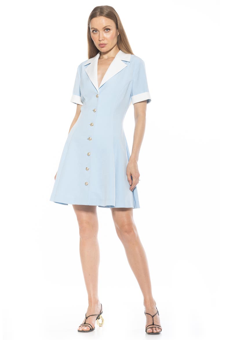 Linus Short Sleeve Fit & Flare Shirtdress, Alternate, color, HALOGEN BLUE