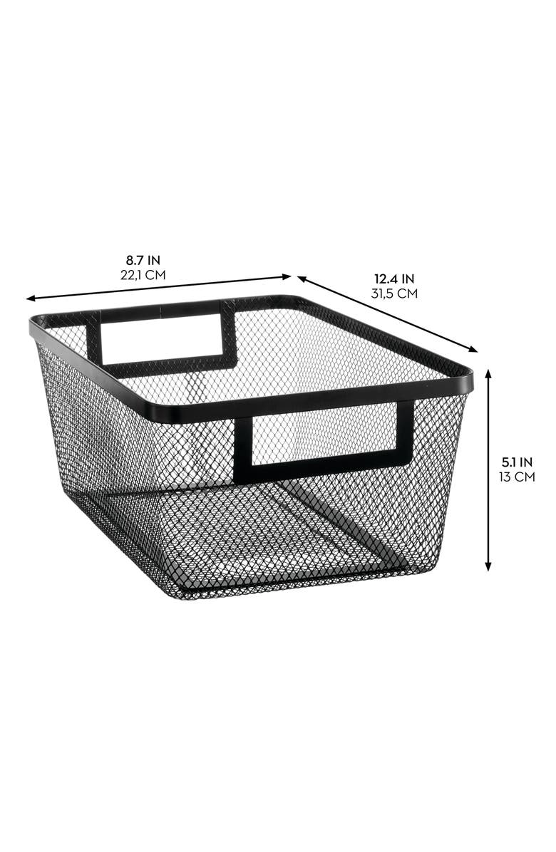 mDesign Metal Mesh Pantry Basket with Handles - Set of 4 - Matte Black, Alternate, color, Black