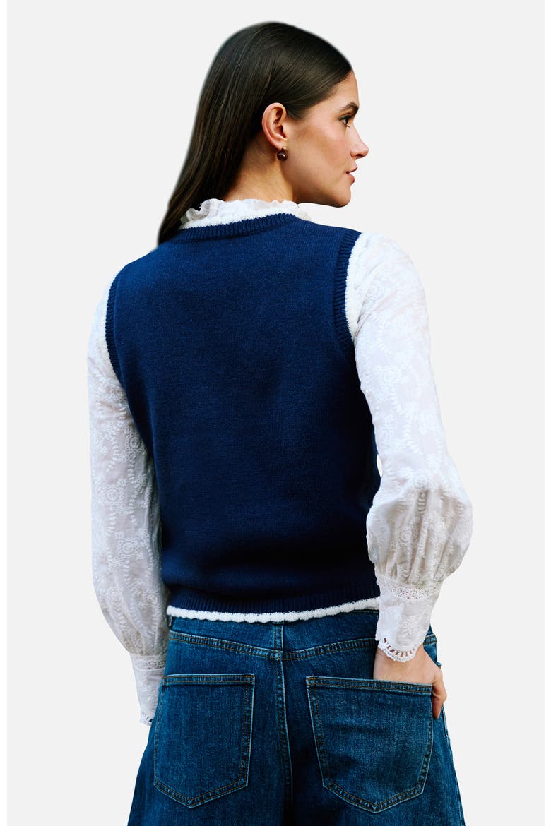 Embroidered Knitted Vest, Alternate, color, Navy
