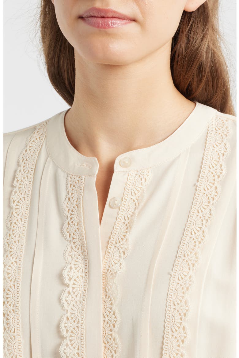 Embellished Cap Sleeve Button-Up Shirt, Alternate, color, ECRU