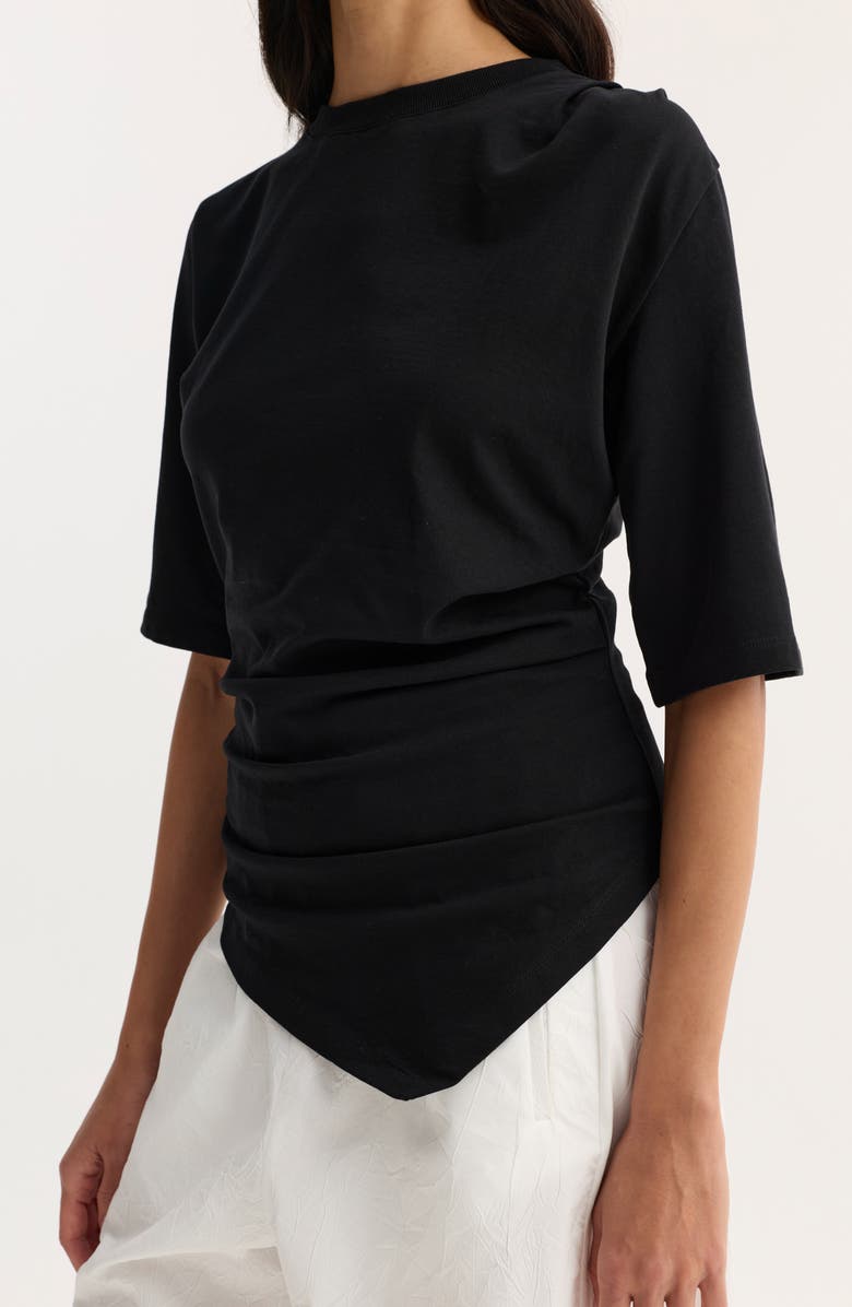 Róhe Reinvented Twisted Organic Cotton T-Shirt, Alternate, color, Black