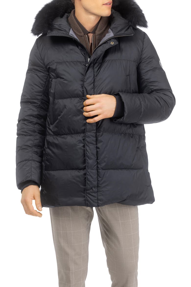 Men's Apres-Ski Parka, Detachable Toscana Lamb Hood Trim, Main, color, Black/Black