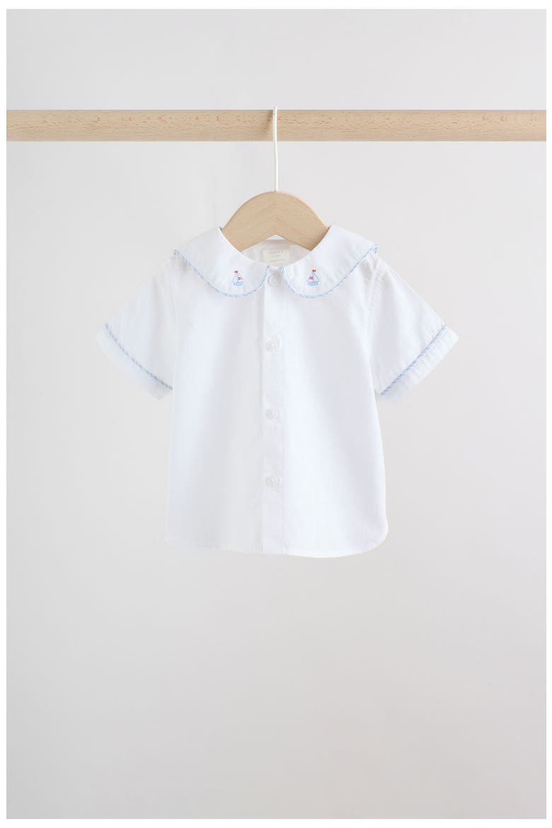 Nautical Button-Up Shirt & Stripe Shorts Set, Alternate, color, BLUE