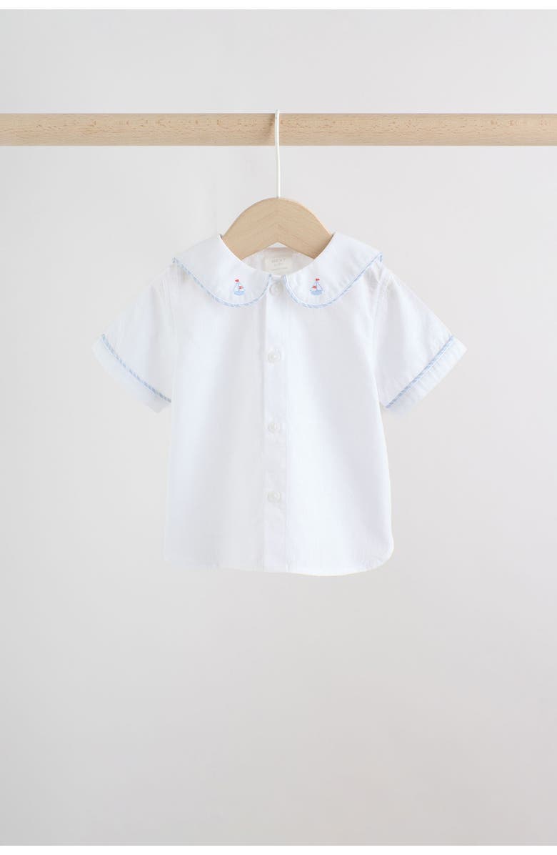 NEXT Nautical Button-Up Shirt & Stripe Shorts Set, Alternate, color, Blue