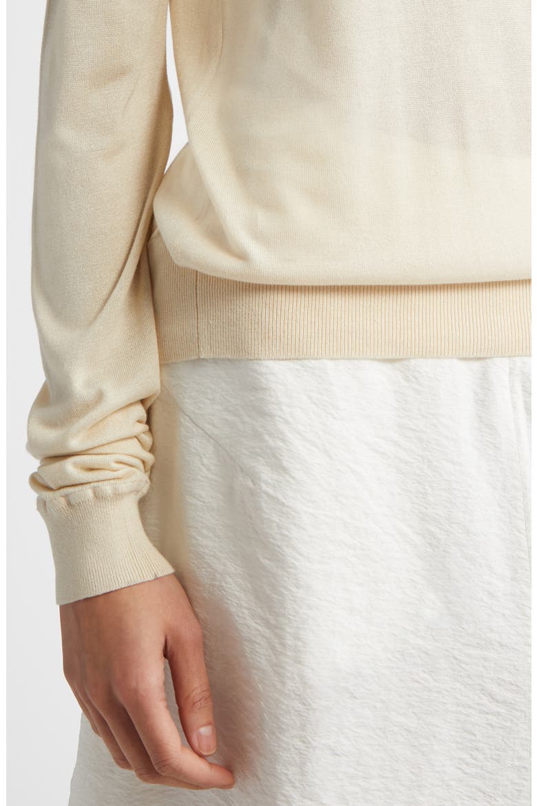 Fine Silk & Cupro Crewneck Sweater, Alternate, color, ECRU