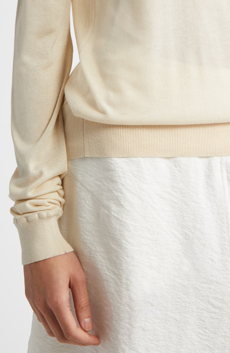TOTEME Fine Silk & Cupro Crewneck Sweater, Alternate, color, Ecru