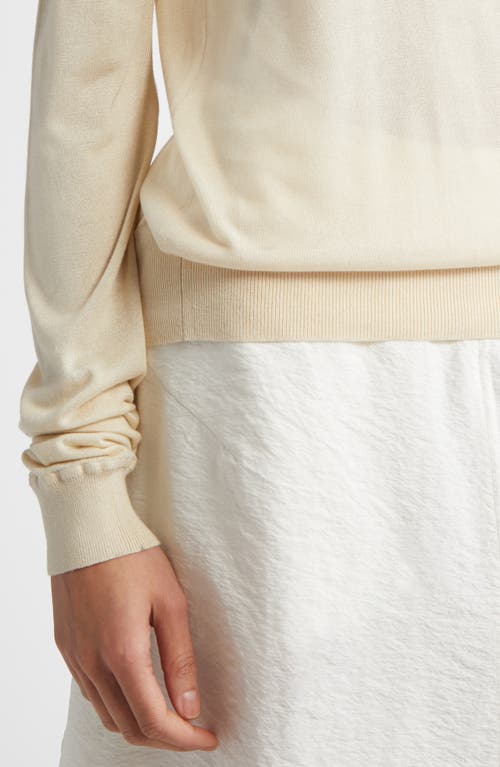 Totême Toteme Fine Silk & Cupro Crewneck Sweater In Ecru
