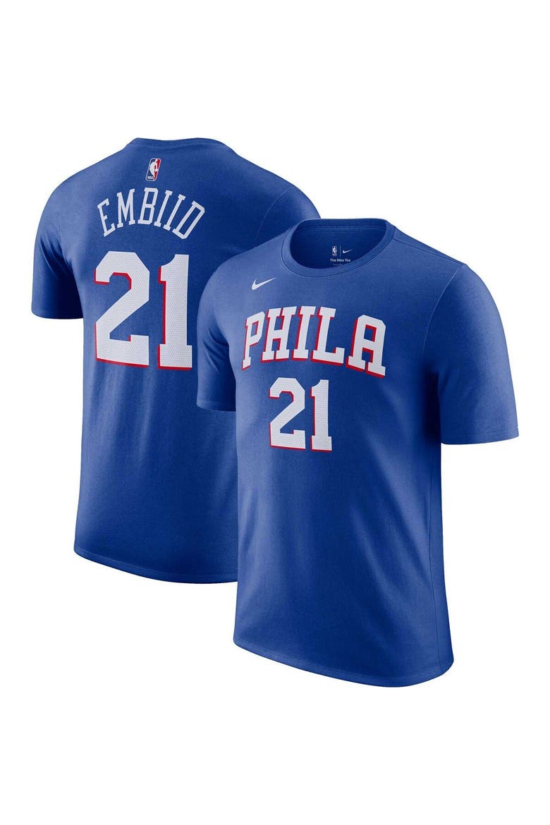 Men's Nike Joel Embiid Royal Philadelphia 76ers Icon 2022/23 Name & Number T-Shirt, Main, color, Royal