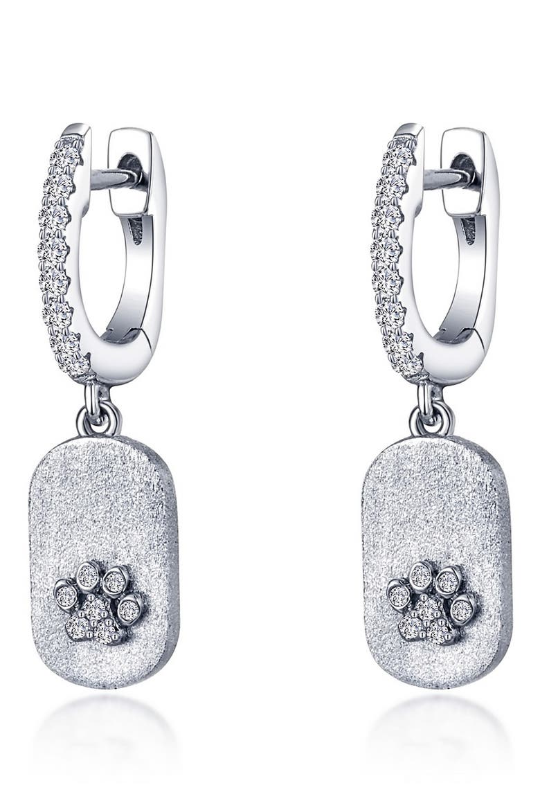 Precious Paws Drop Huggie Hoop Earrings, Main, color, WHITE