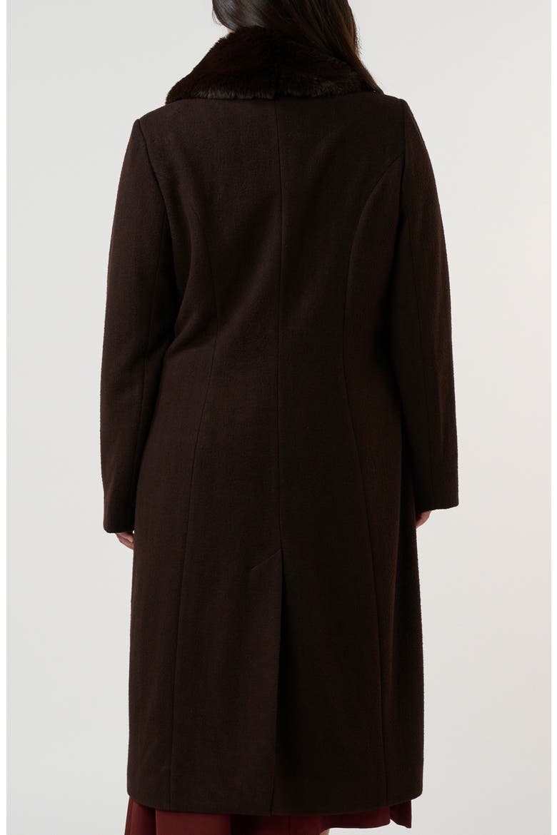 Alastair Double Breasted Coat with Removable Faux Fur Collar, Alternate, color, MOCHA