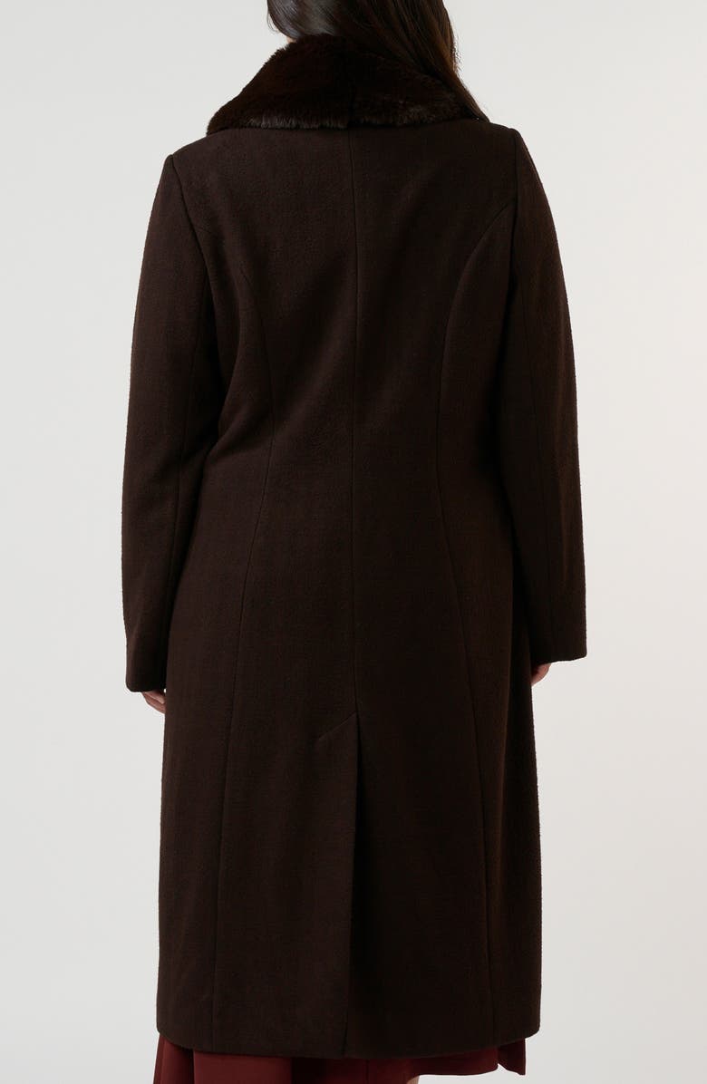 Estelle Alastair Double Breasted Coat with Removable Faux Fur Collar, Alternate, color, Mocha