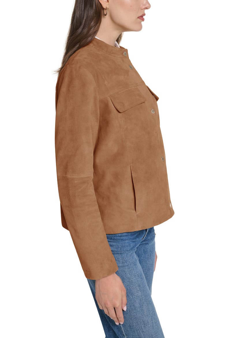 Convertible Collar Leather Jacket, Alternate, color, HAZELNUT