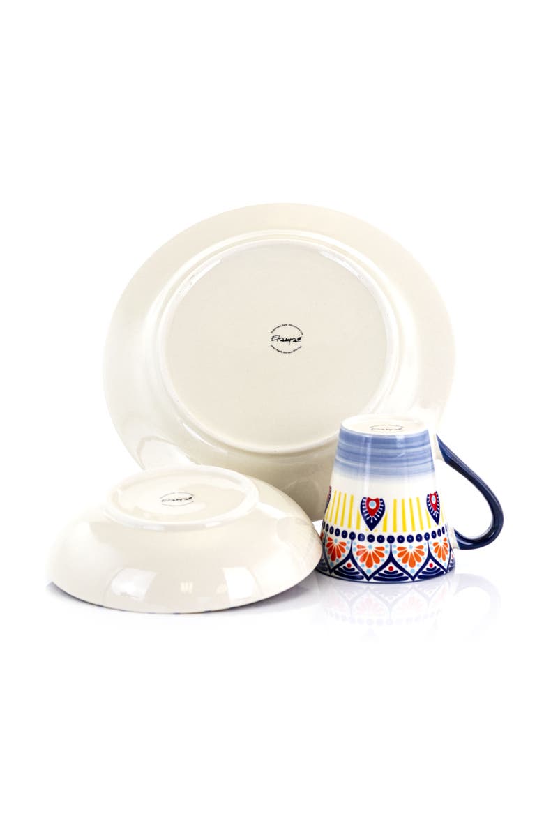 Zen Mozaik 16 Piece Luxurious Stoneware Dinnerware, Alternate, color, Blue