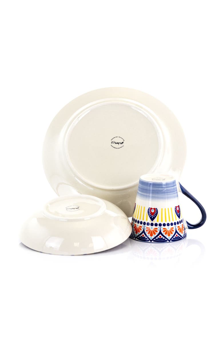 Elama Zen Mozaik 16 Piece Luxurious Stoneware Dinnerware with Complete Setting for 4, 16pc, Alternate, color, Blue