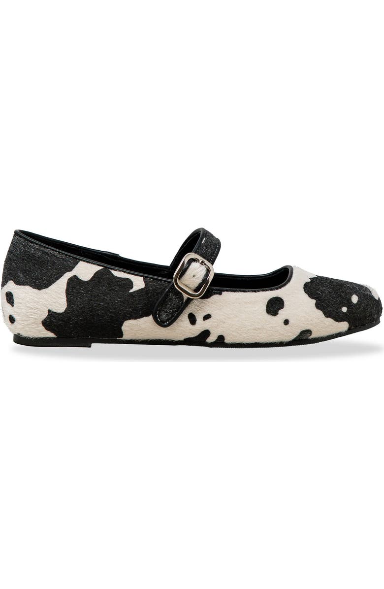 CHASE AND CHLOE Meli Faux Fur Mary Jane Flat, Alternate, color, Black/ White