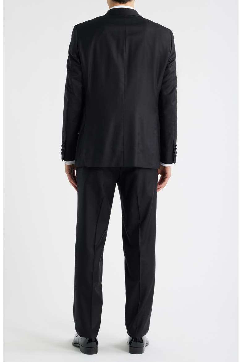 Regular Fit Notched Lapel Black Wool Tuxedo, Alternate, color, BLACK