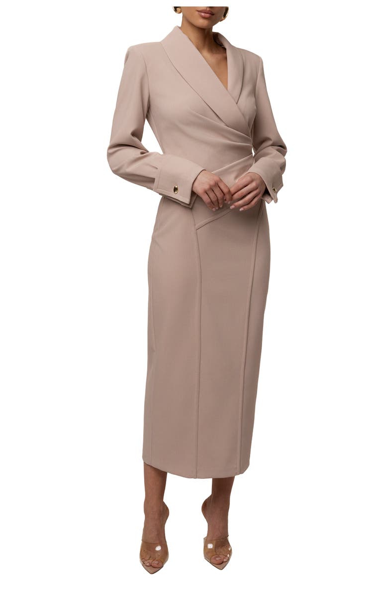 JLUXLABEL Manifest Blazer Midi Dress, Alternate, color, Beige